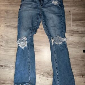 American Eagle Outfitters Distressed Blue Boot Cut Jeans